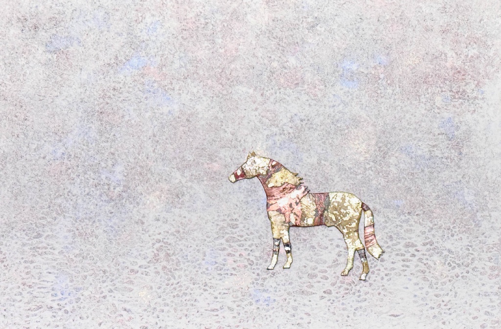 Lost Horse - 50x 70 cm, Email mit Silber, Acryl